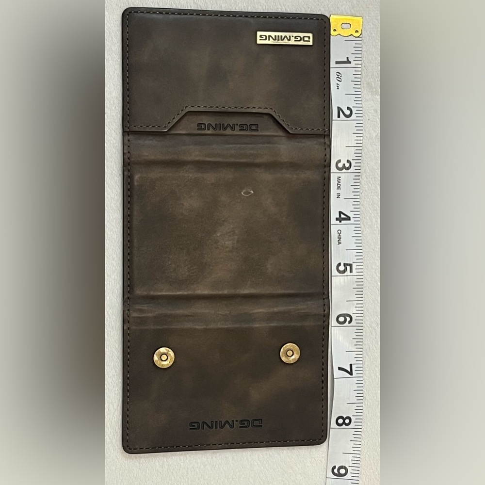 DG.MING Brown Leather Tri-Fold Magnetic Wallet - Picture 8 of 13